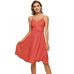 Cinnabar Orange	 - 	sleeveless Tie Front Chiffon Dress by ColorfulDresses