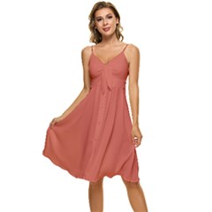 Cedar Chest Red	 - 	sleeveless Tie Front Chiffon Dress by ColorfulDresses