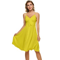 Citrine Yellow	 - 	sleeveless Tie Front Chiffon Dress by ColorfulDresses