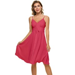 Raspberry Red	 - 	sleeveless Tie Front Chiffon Dress by ColorfulDresses