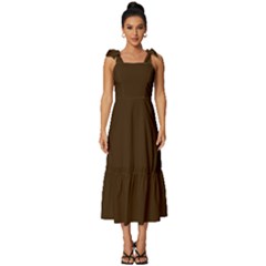 Brunette Brown	 - 	tie-strap Tiered Midi Chiffon Dress