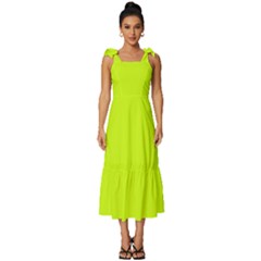 Arctic Lime Green	 - 	tie-strap Tiered Midi Chiffon Dress by ColorfulDresses