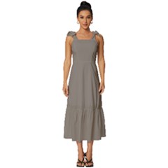 Mink Grey	 - 	tie-strap Tiered Midi Chiffon Dress