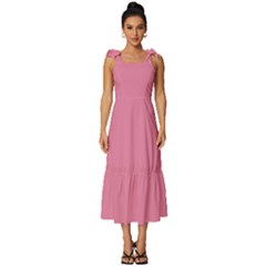 Aurora Pink	 - 	tie-strap Tiered Midi Chiffon Dress by ColorfulDresses