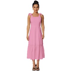 Carnation Pink	 - 	tie-strap Tiered Midi Chiffon Dress by ColorfulDresses