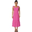 Bubble Gum Pink	 - 	Tie-Strap Tiered Midi Chiffon Dress View1