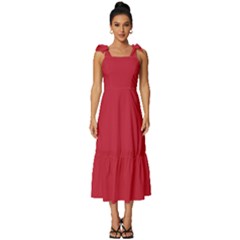 Cardinal Red	 - 	tie-strap Tiered Midi Chiffon Dress by ColorfulDresses