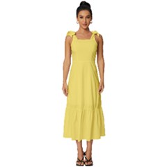 Blonde Yellow	 - 	tie-strap Tiered Midi Chiffon Dress by ColorfulDresses