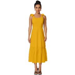 China Yellow	 - 	tie-strap Tiered Midi Chiffon Dress by ColorfulDresses