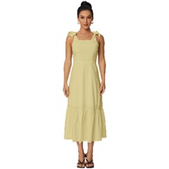 Beige	 - 	tie-strap Tiered Midi Chiffon Dress