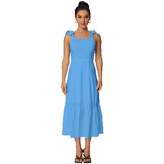 Crystal Blue	 - 	tie-strap Tiered Midi Chiffon Dress by ColorfulDresses