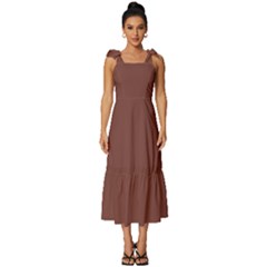 Bole Brown	 - 	tie-strap Tiered Midi Chiffon Dress