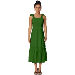 Lincoln Green	 - 	tie-strap Tiered Midi Chiffon Dress by ColorfulDresses