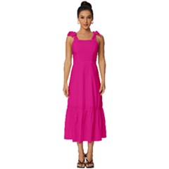 Mexican Pink	 - 	tie-strap Tiered Midi Chiffon Dress