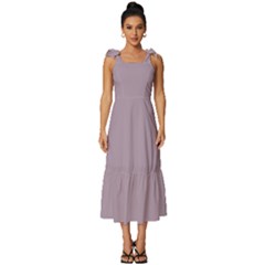 Lilac Luster Purple	 - 	tie-strap Tiered Midi Chiffon Dress by ColorfulDresses