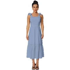 Serenity Blue	 - 	tie-strap Tiered Midi Chiffon Dress by ColorfulDresses