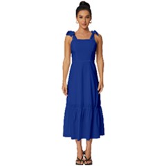 Resolution Blue	 - 	tie-strap Tiered Midi Chiffon Dress