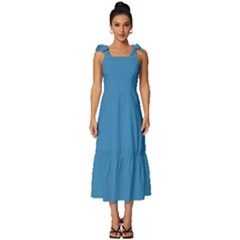 Regatta Blue	 - 	tie-strap Tiered Midi Chiffon Dress by ColorfulDresses