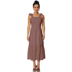 Rose Taupe Brown	 - 	tie-strap Tiered Midi Chiffon Dress by ColorfulDresses