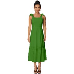 Medium Spring Green	 - 	tie-strap Tiered Midi Chiffon Dress by ColorfulDresses