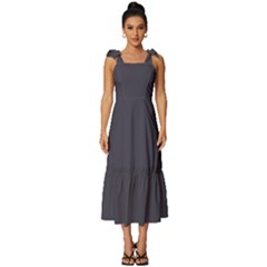 Lead Grey	 - 	tie-strap Tiered Midi Chiffon Dress by ColorfulDresses