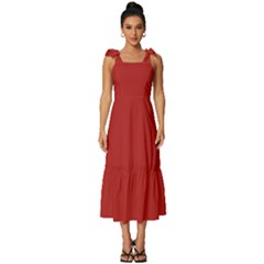 Fire Brick Red	 - 	tie-strap Tiered Midi Chiffon Dress by ColorfulDresses