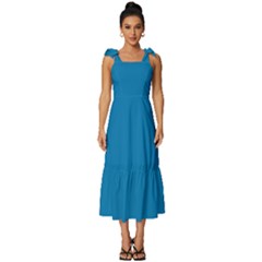 Star Command Blue	 - 	tie-strap Tiered Midi Chiffon Dress