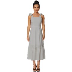 Silver Sand Grey	 - 	tie-strap Tiered Midi Chiffon Dress by ColorfulDresses