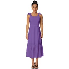 Royal Purple	 - 	tie-strap Tiered Midi Chiffon Dress by ColorfulDresses