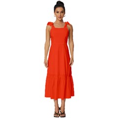 Scarlet Red	 - 	tie-strap Tiered Midi Chiffon Dress by ColorfulDresses