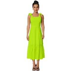 Bitter Lime	 - 	tie-strap Tiered Midi Chiffon Dress by ColorfulDresses