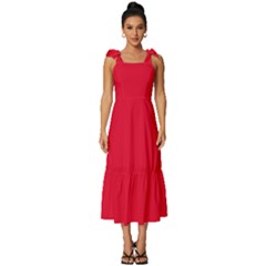 Medium Candy Apple Red	 - 	tie-strap Tiered Midi Chiffon Dress by ColorfulDresses