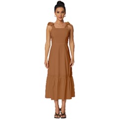 Meerkat Brown	 - 	tie-strap Tiered Midi Chiffon Dress by ColorfulDresses