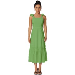 Bud Green	 - 	tie-strap Tiered Midi Chiffon Dress