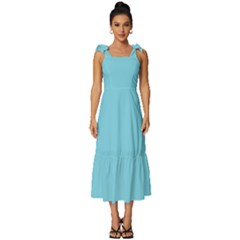 Middle Blue	 - 	tie-strap Tiered Midi Chiffon Dress by ColorfulDresses