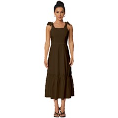 Chocolate  Brown	 - 	tie-strap Tiered Midi Chiffon Dress