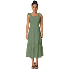 Dark Sage Green	 - 	tie-strap Tiered Midi Chiffon Dress