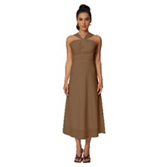 Brown Bear	 - 	sleeveless Cross Front Cocktail Midi Chiffon Dress