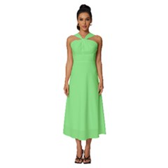 Mint Green	 - 	sleeveless Cross Front Cocktail Midi Chiffon Dress