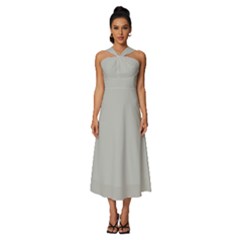 Harbor Grey	 - 	sleeveless Cross Front Cocktail Midi Chiffon Dress