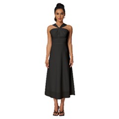 Charcoal Grey	 - 	sleeveless Cross Front Cocktail Midi Chiffon Dress