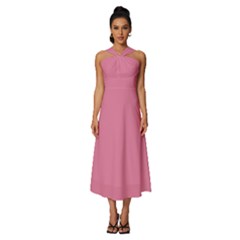 Aurora Pink	 - 	sleeveless Cross Front Cocktail Midi Chiffon Dress by ColorfulDresses