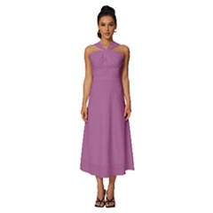 Bodacious Pink	 - 	sleeveless Cross Front Cocktail Midi Chiffon Dress by ColorfulDresses