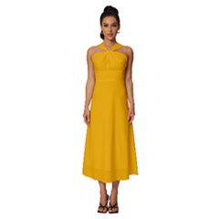 China Yellow	 - 	sleeveless Cross Front Cocktail Midi Chiffon Dress by ColorfulDresses