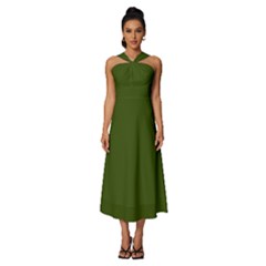 Juniper Green	 - 	sleeveless Cross Front Cocktail Midi Chiffon Dress by ColorfulDresses