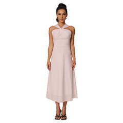 Light Misty Rose Pink	 - 	sleeveless Cross Front Cocktail Midi Chiffon Dress by ColorfulDresses