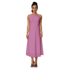 Middle Pink	 - 	sleeveless Cross Front Cocktail Midi Chiffon Dress