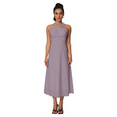 Lilac Luster Purple	 - 	sleeveless Cross Front Cocktail Midi Chiffon Dress by ColorfulDresses