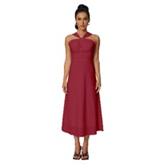 Chili Pepper Red	 - 	sleeveless Cross Front Cocktail Midi Chiffon Dress by ColorfulDresses