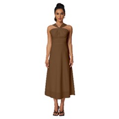 Kobicha Brown	 - 	sleeveless Cross Front Cocktail Midi Chiffon Dress